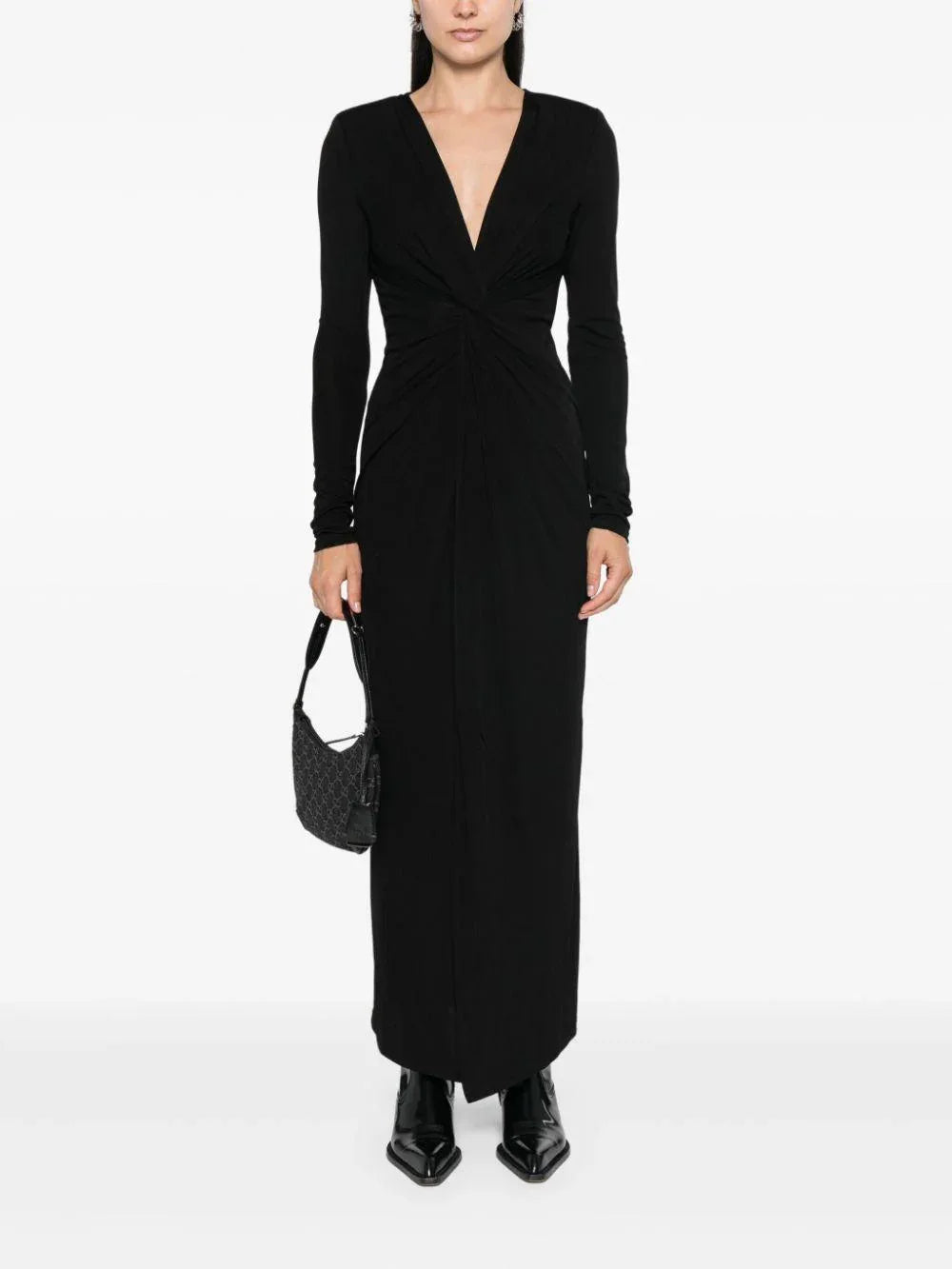Abito nero lungo nodo centrale - Preludio Moda