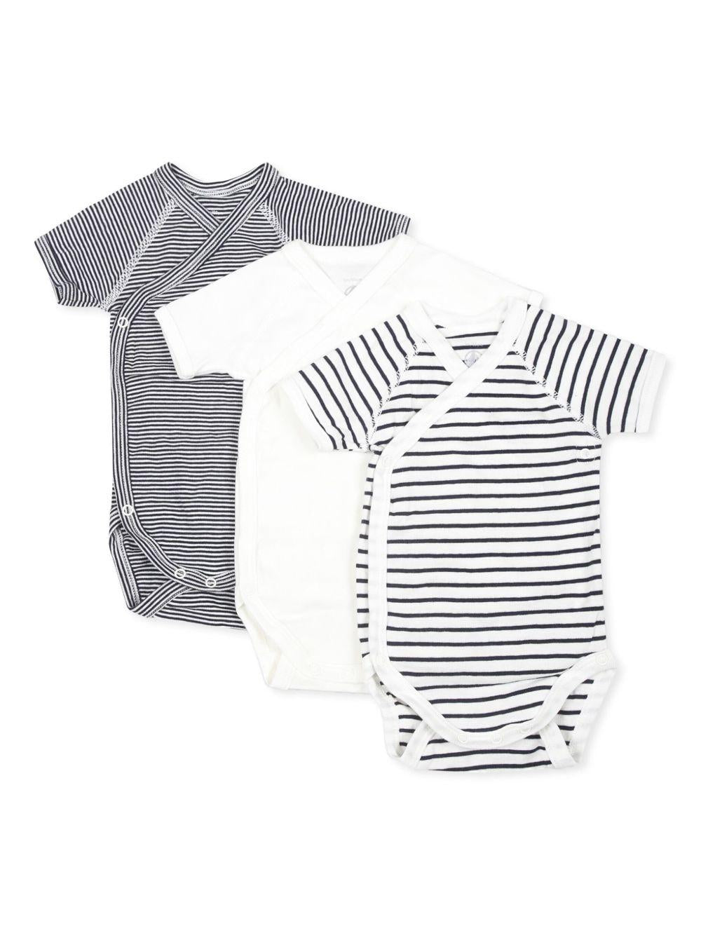 Confezione body a fantasia e tinta unita bianco/grigio neonato (3pz) A097H 00 PETIT BATEAU KIDS