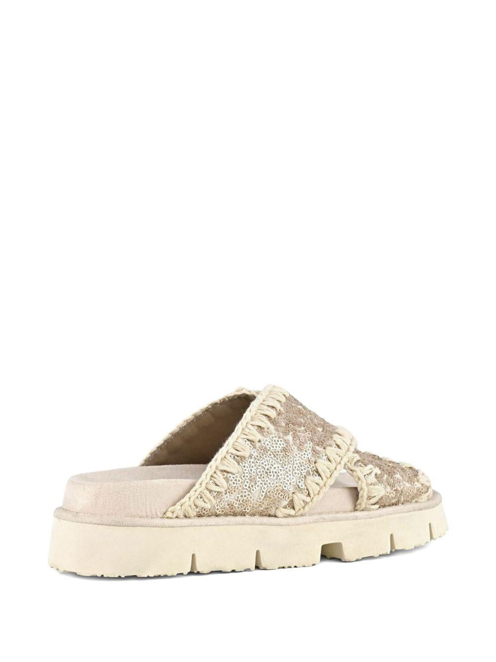 Criss-cross bio sandal microsequins rosa perlato MUSW461007G MSQ MOU