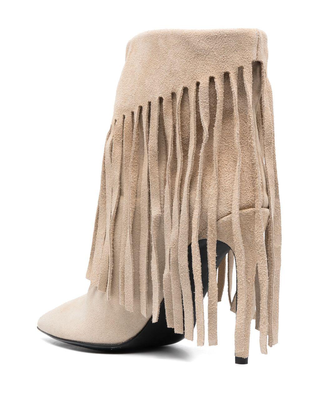 Stivaletto con frange 120mm beige