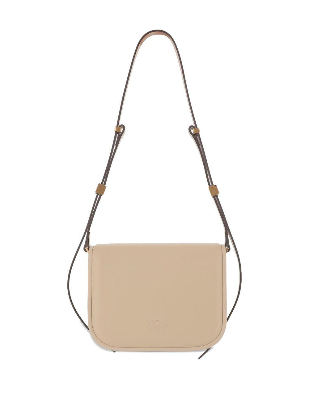 Borsa a spalla Love Birds beige con dettagli dorati 104297A26L C50Q PINKO