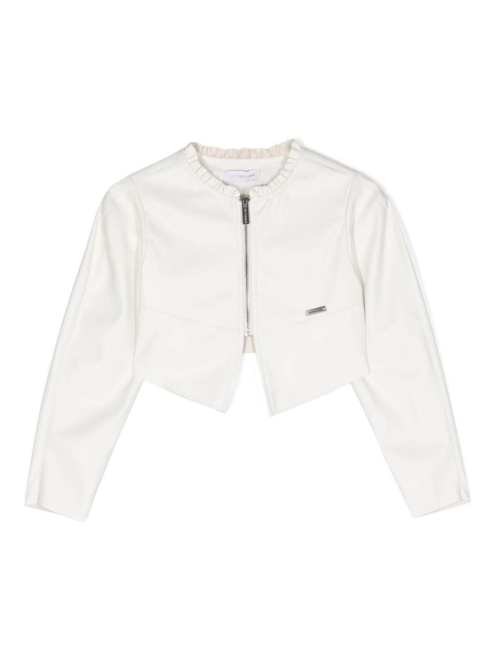 Giacca cropped panna colletto arricciato 71C1023404 0001 MONNALISA KIDS