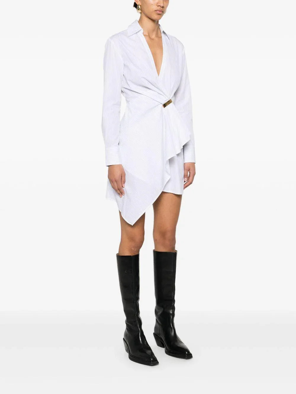 Abito bianco gessato asimmetrico - Preludio Moda