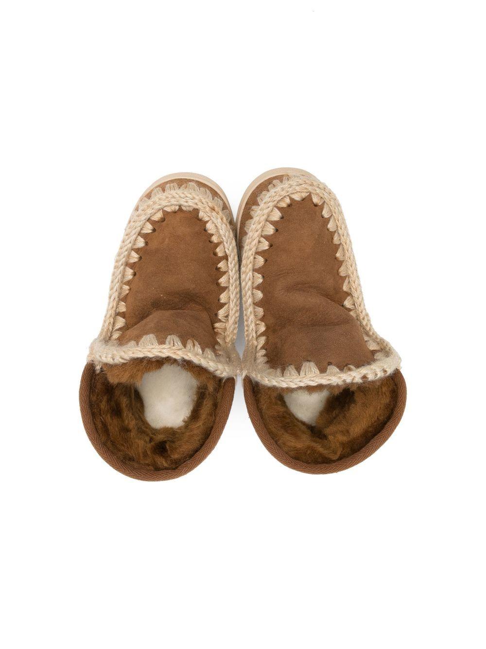 Stivaletti Invernali Colore cognac con Cuciture a Uncinetto MUFK111015A COG MOU KIDS