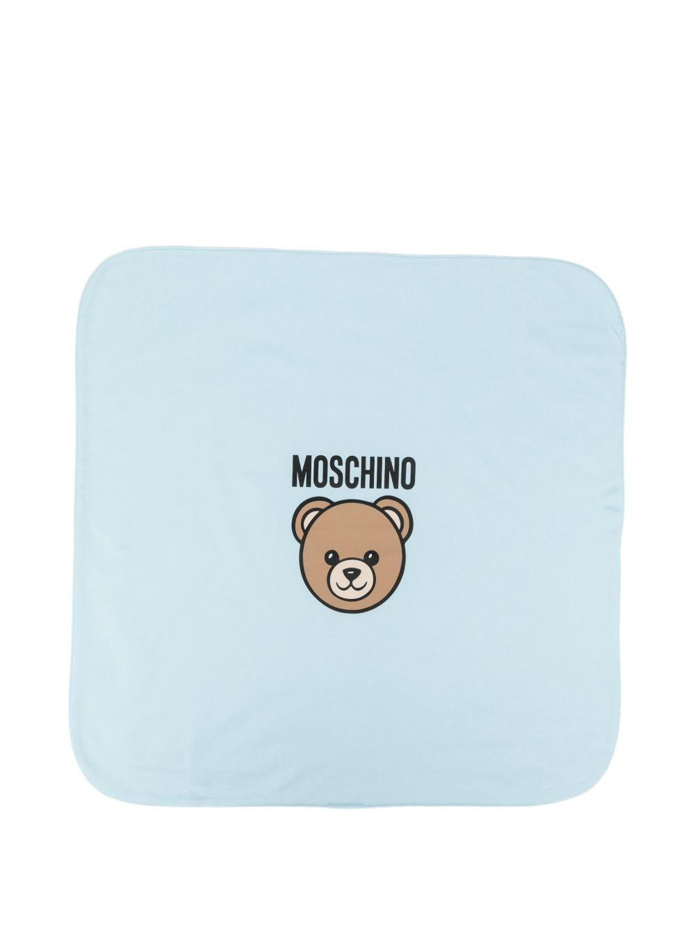 Sciarpa azzurra con stampa MUB00MLCA19 40304 MOSCHINO KIDS
