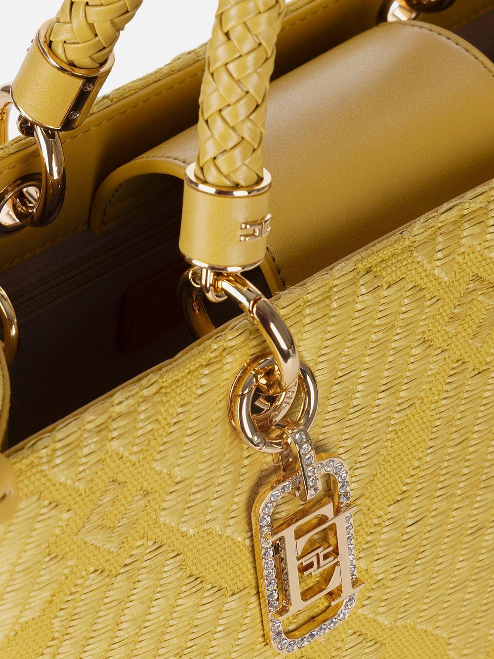 Borsa Tote media in jacquard con charms curry - Preludio Moda