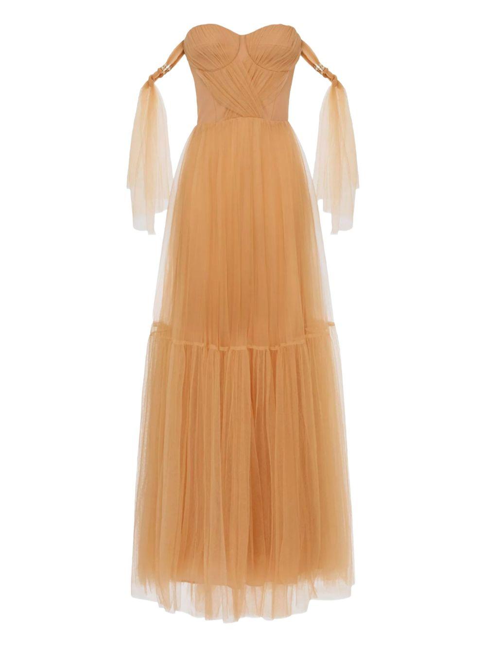 Abito in tulle caramello AB46532E2 CARAMELLO ELISABETTA FRANCHI