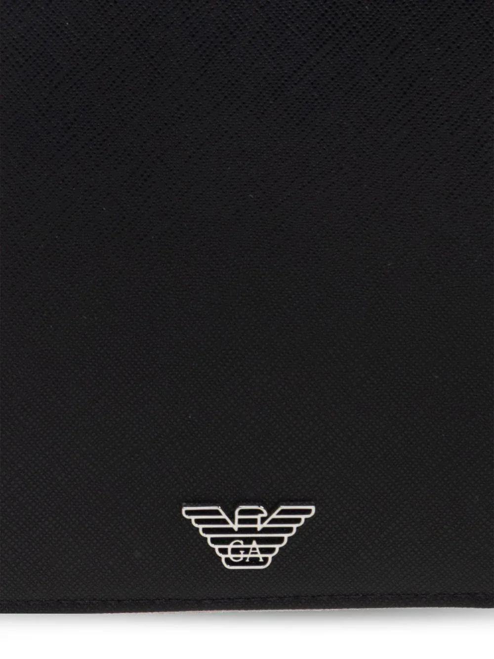 Portafoglio nero con logo-targa e chiusura a zip - Preludio Moda