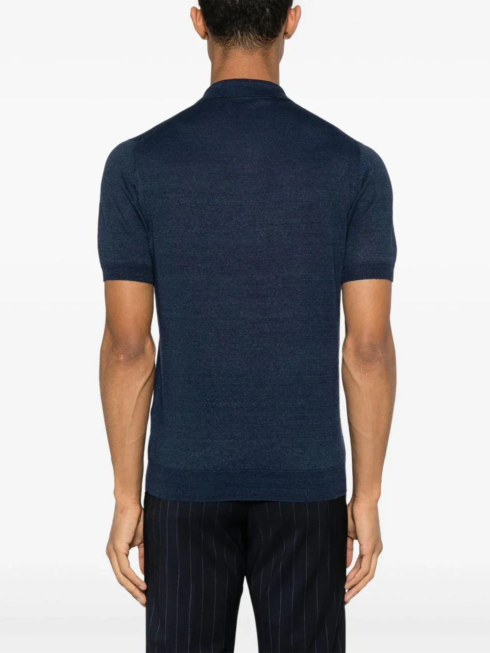 Polo Keith in maglia blu lino e cotone - Preludio Moda