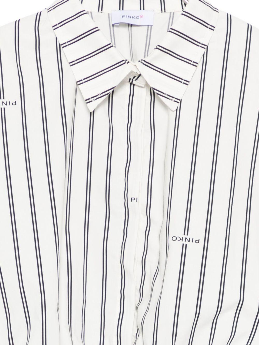 Camicia crop bianca a righe KFCA011CCR012 D447 PINKO UP