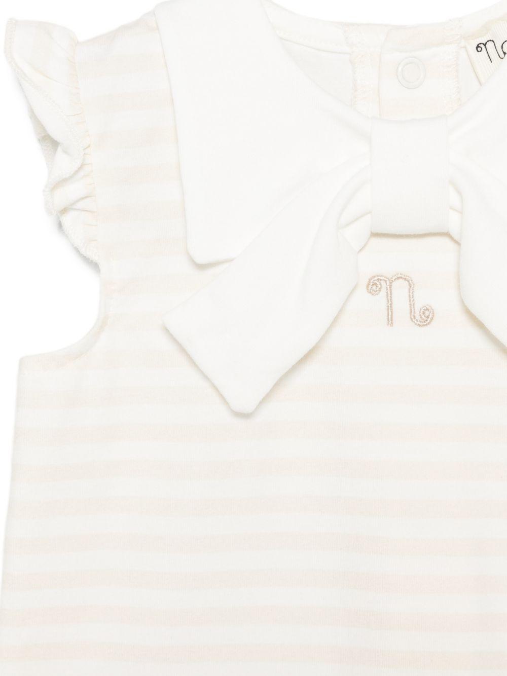 Tutina a righe in cotone con fiocco E26403 BEIGE NANAN KIDS