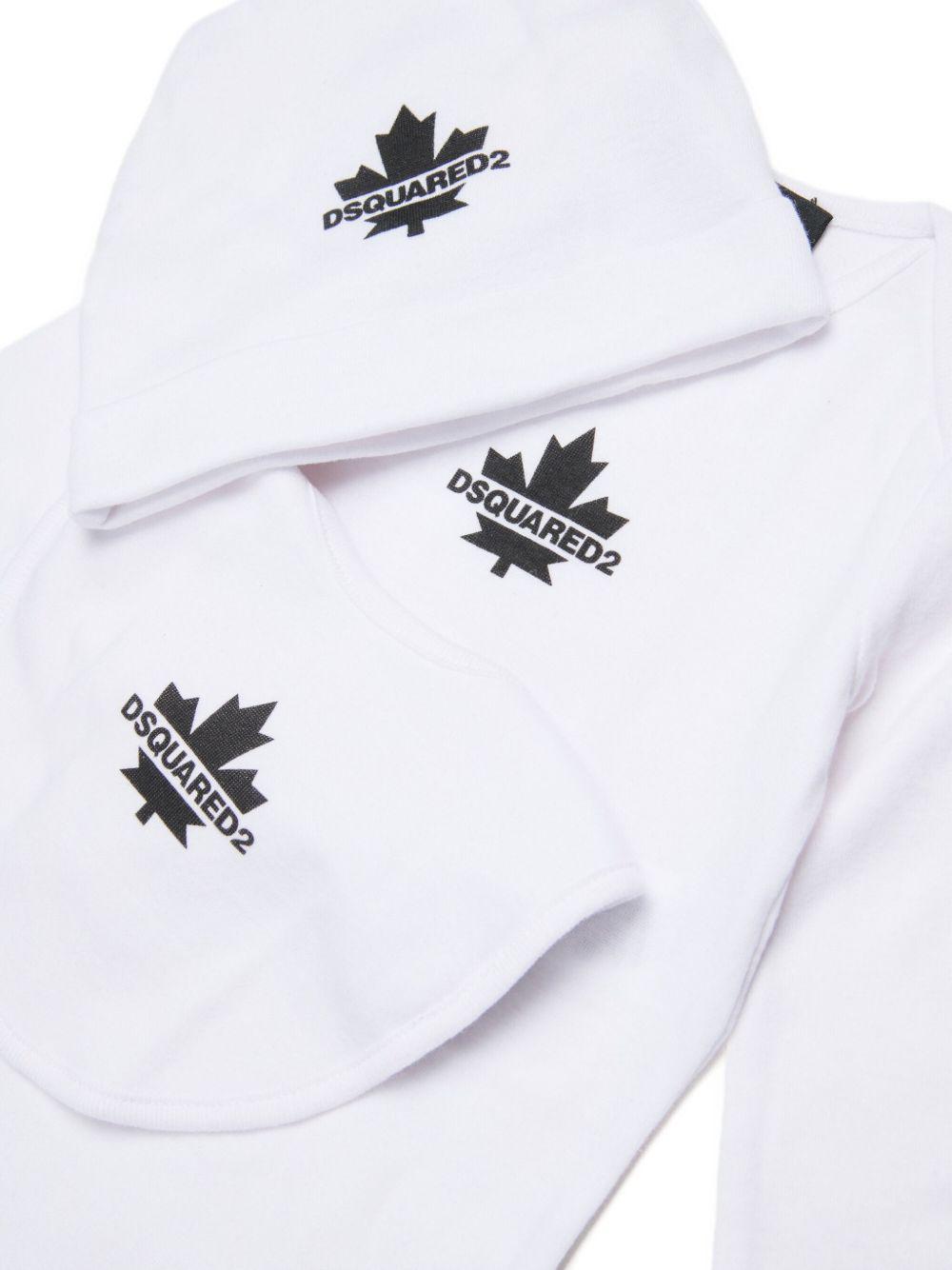 Tutina bianca con logo set 3 pezzi DQ3114D0A8U DQ100 DSQUARED KIDS