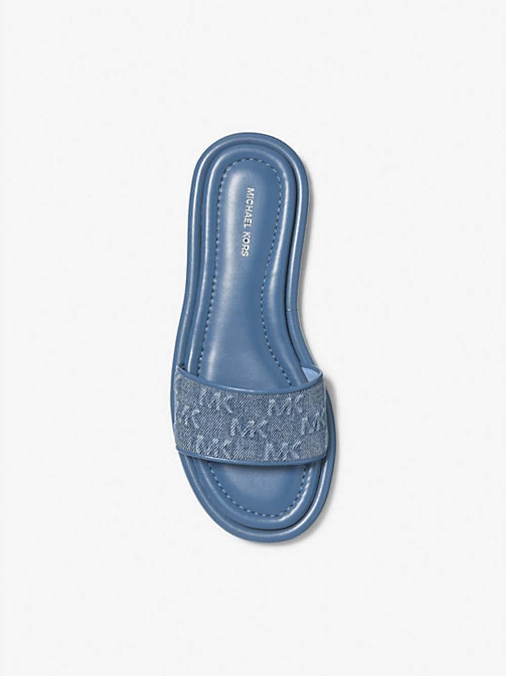 Ciabatta slide Dana in denim con logo in rilievo denim