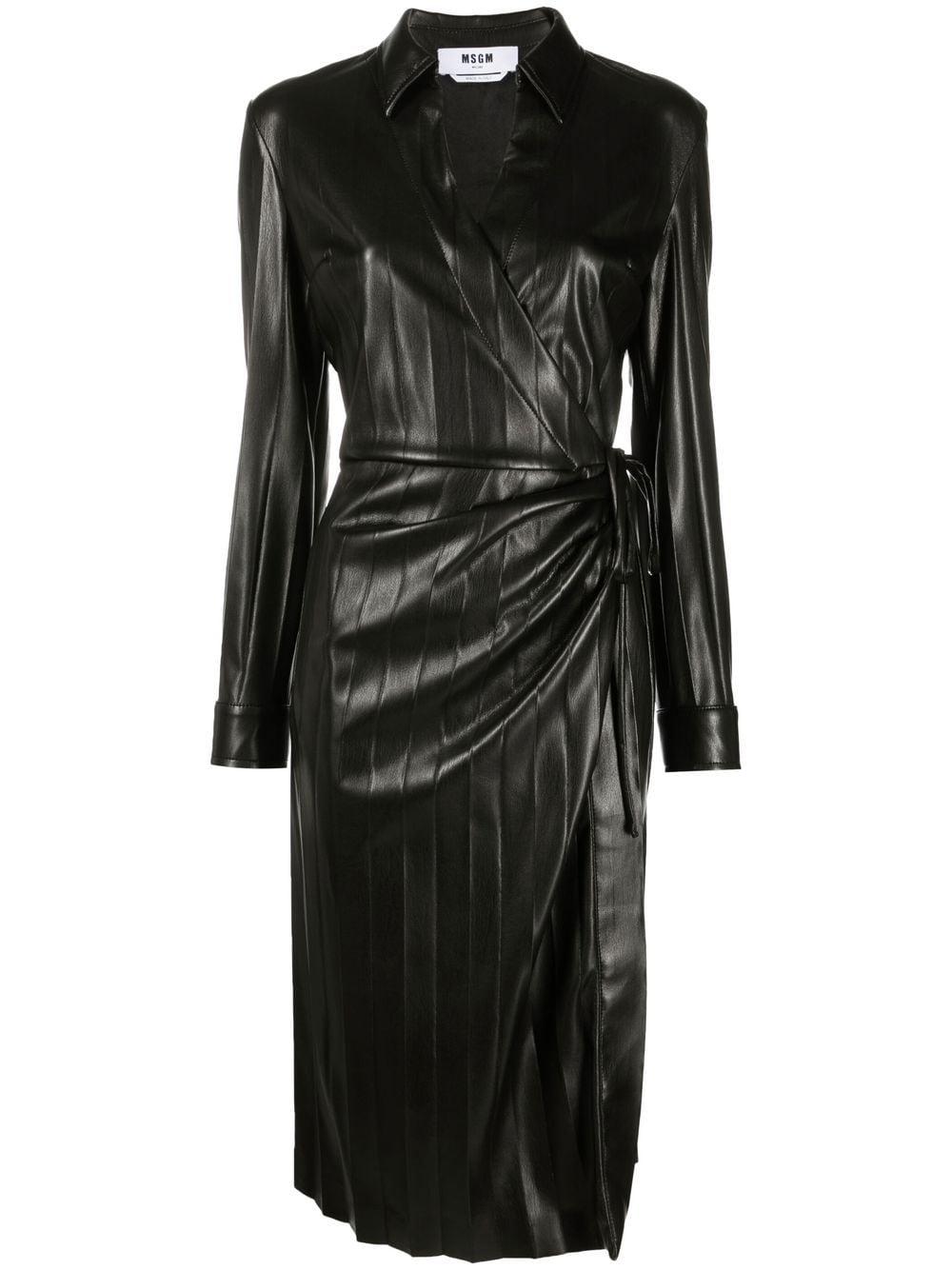 Abito nero spalmato plissè 3341MDA04P227615 NERO MSGM