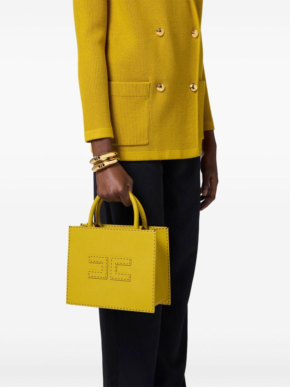 Borsa tote piccola con impunture a contrasto curry