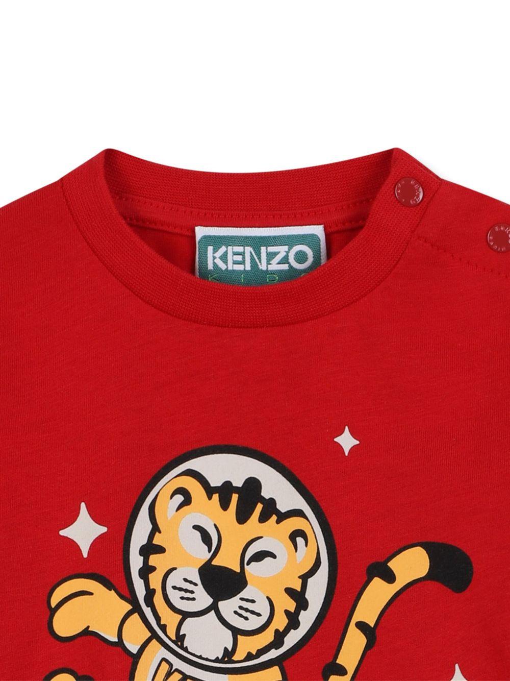 T-shirt a Maniche Lunghe con Stampa Tigre e Logo K61302 968 KENZO KIDS