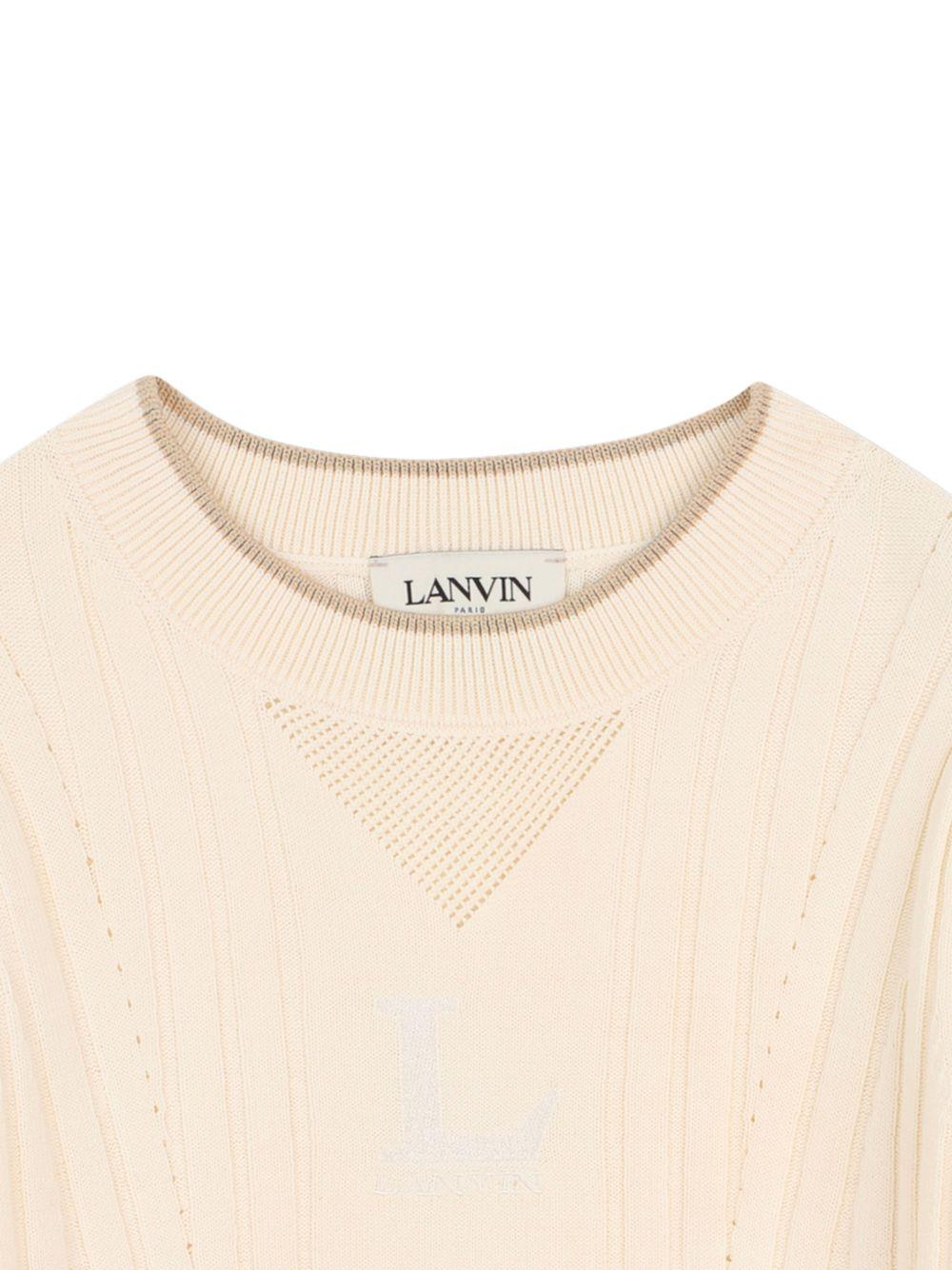 Maglia a maniche corte con dettagli traforati N30350 519 LANVIN KIDS