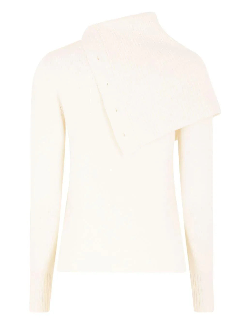 Maglia bianca collo largo e bottoni lqnq - Preludio Moda