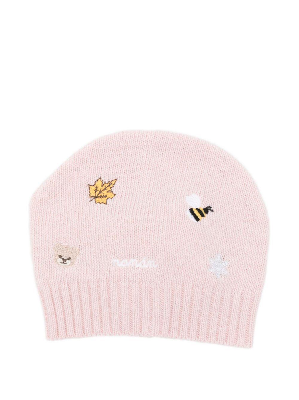 Berretto rosa con ricamo I25014PC ROSA NANAN KIDS