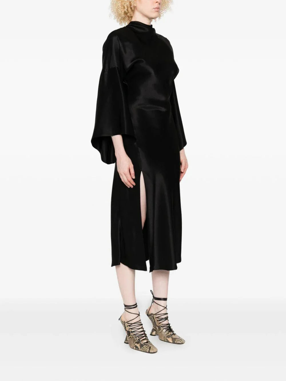 Abito midi nero con schiena scoperta - Preludio Moda