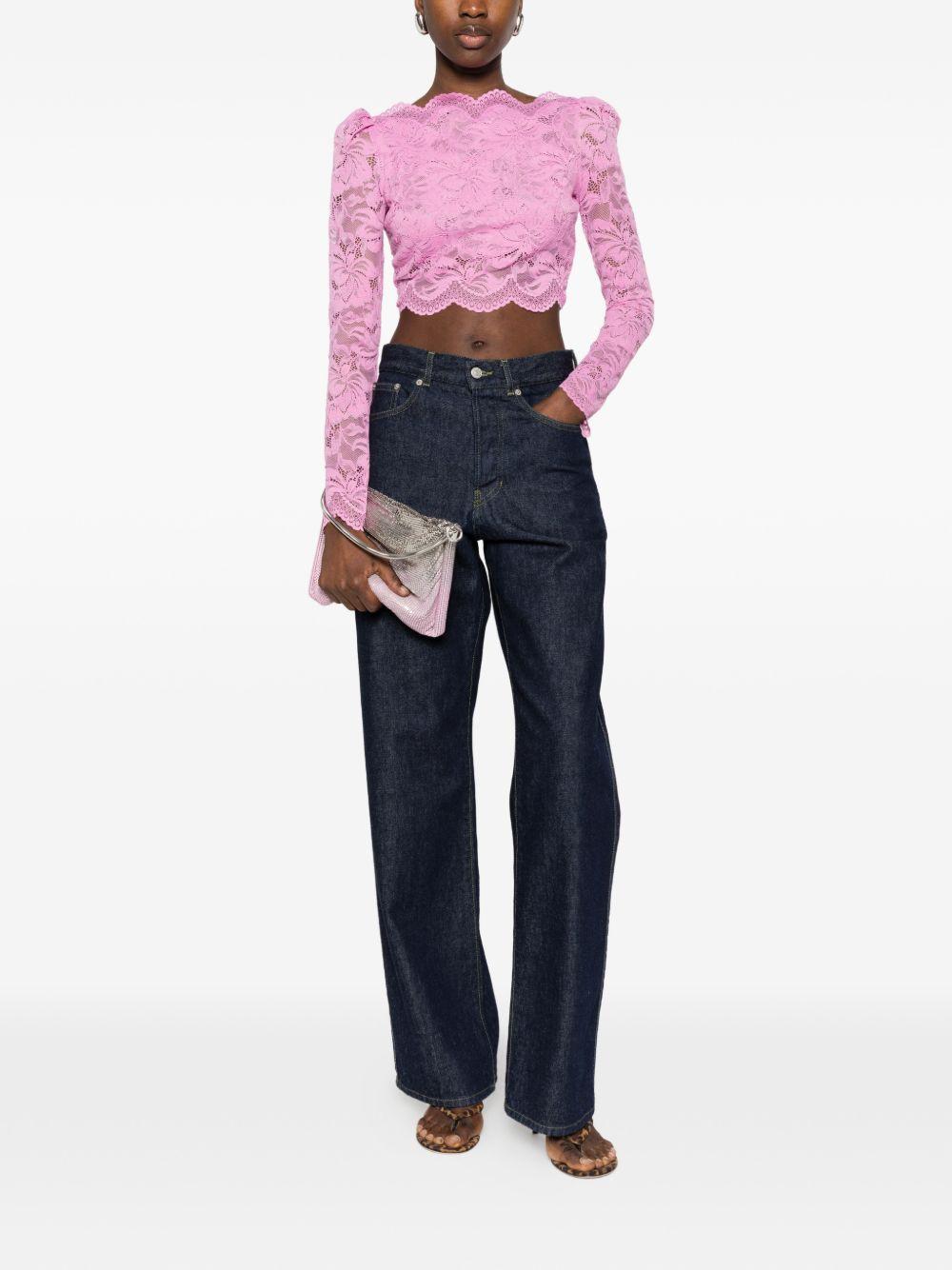 Top in pizzo rosa off-shoulder 26PJTO845PA0170 P689 RABANNE