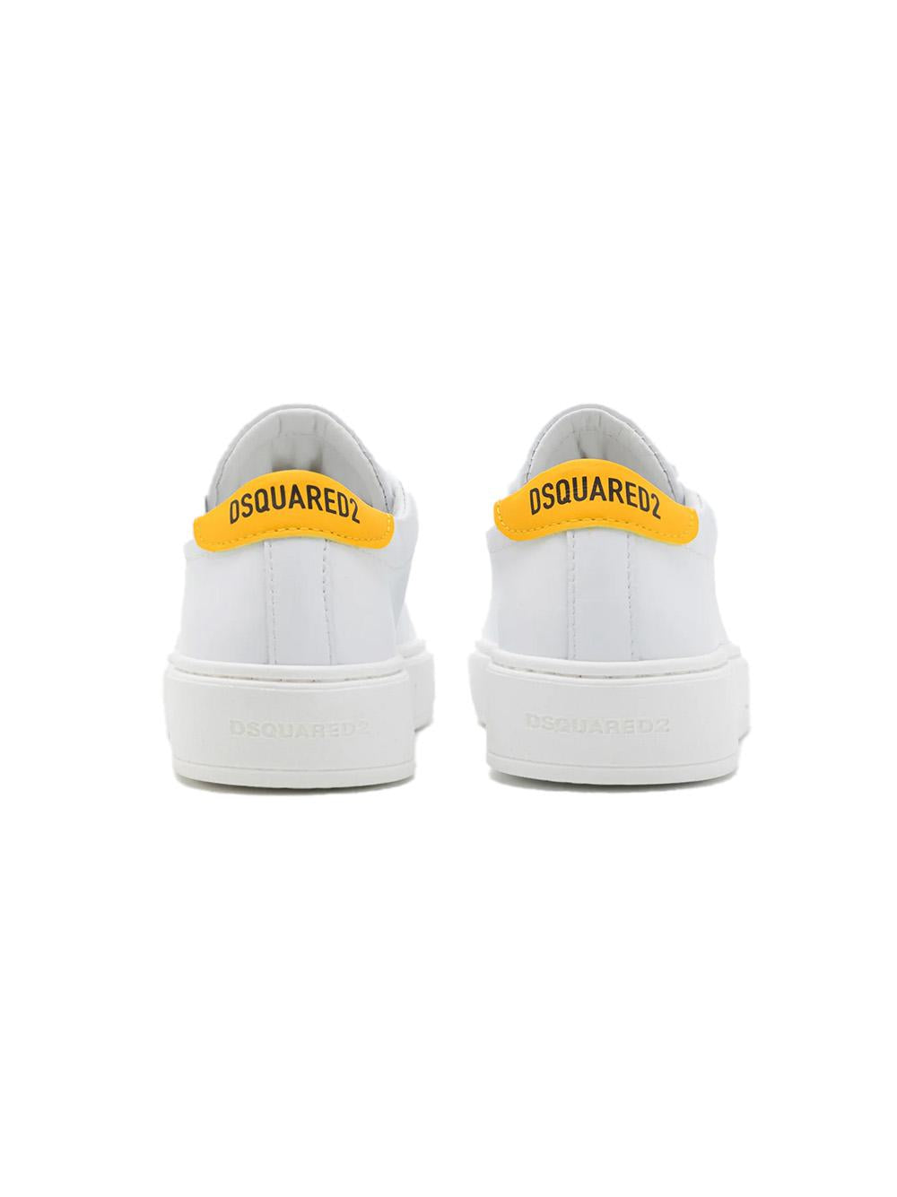 Sneakers bianche logo icon giallo kids 80313 01 DSQUARED KIDS