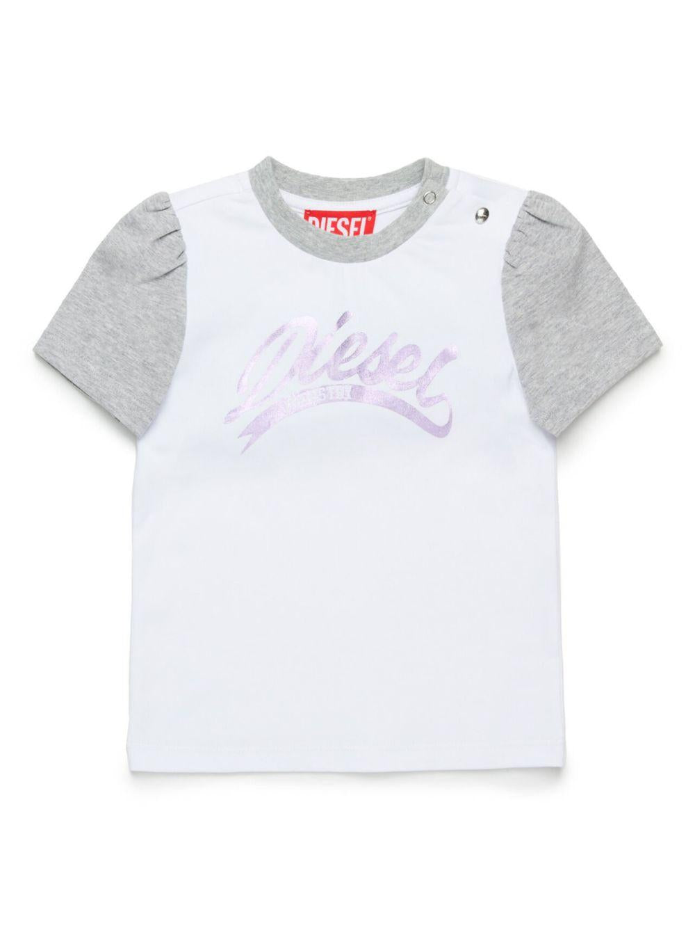 T-shirt bicolor logo lettering satin neonata