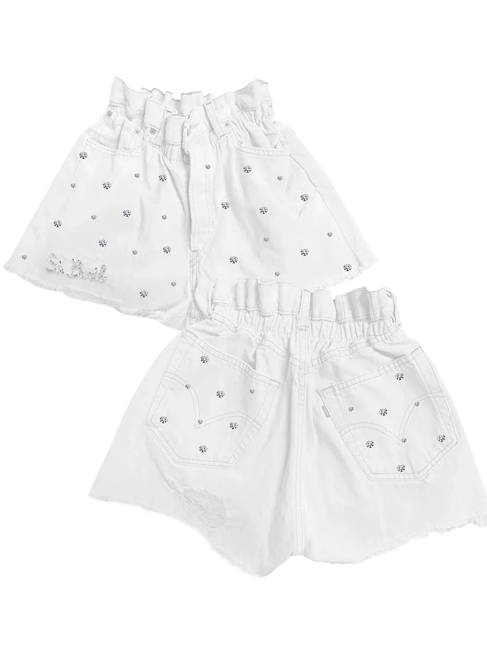 Short arizona bianco con strass - Preludio Moda