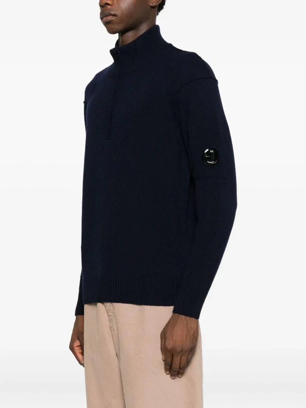 Maglia a Collo Alto con Mezza Zip e Dettaglio Lens - Preludio Moda