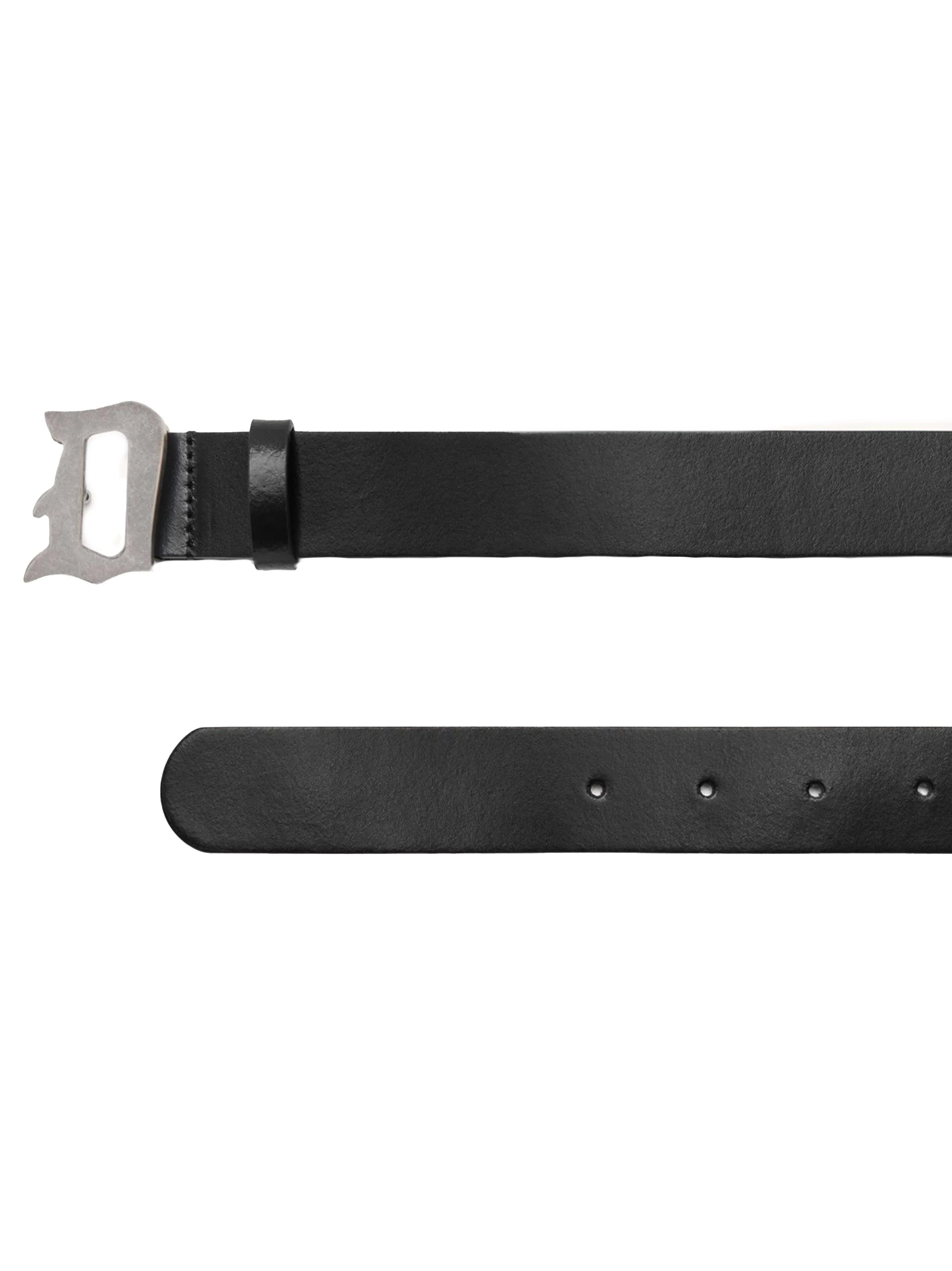 Cintura in pelle nera fibbia logata - Preludio Moda