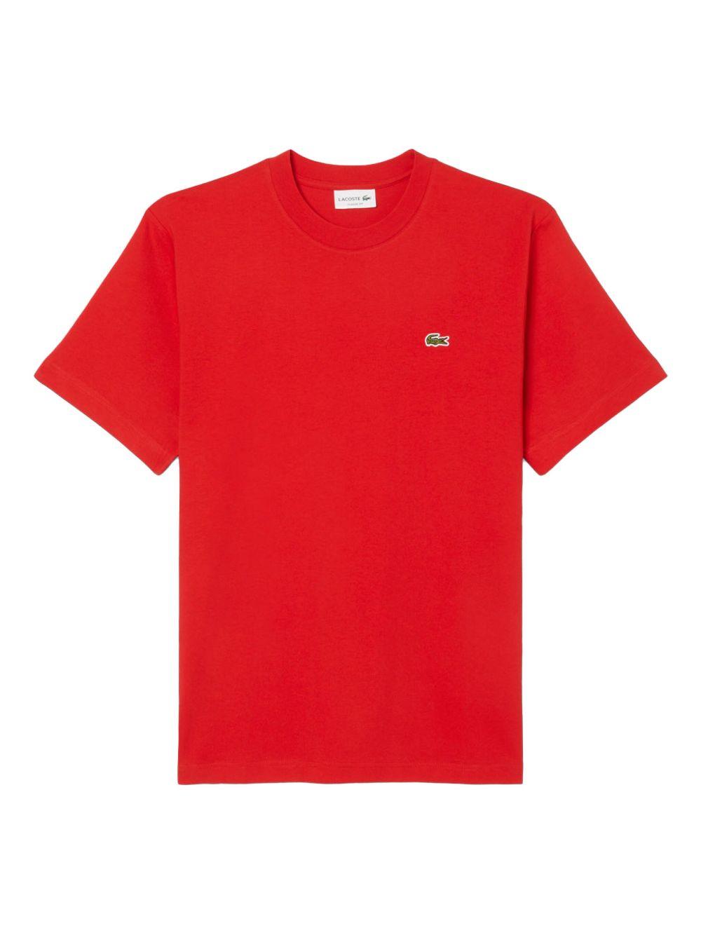 T-shirt rossa mini logo ricamo TH7318 240 LACOSTE