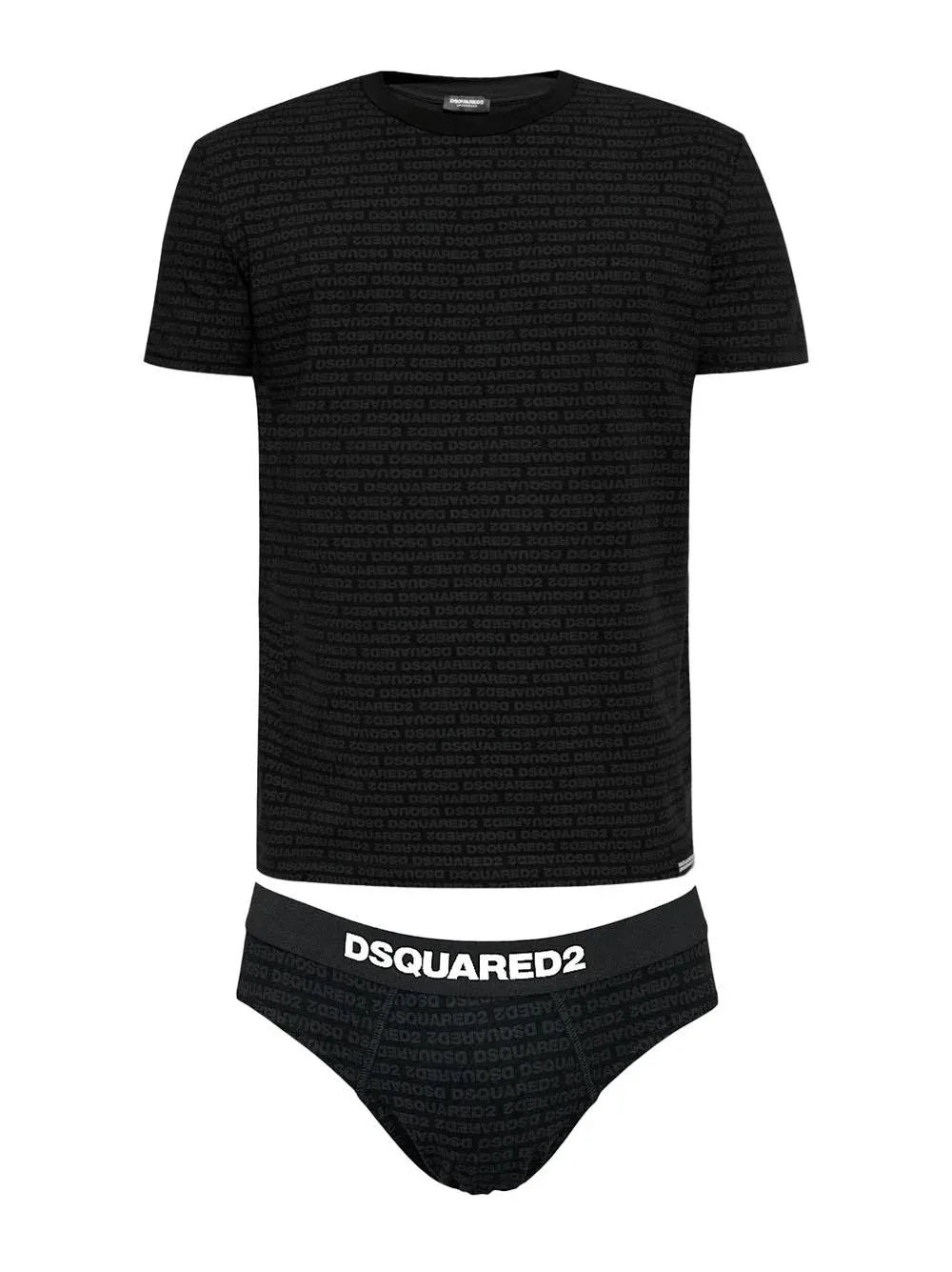 Set nero logo all-over (2pz) - Preludio Moda