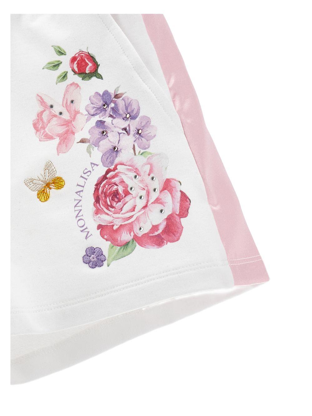 Shorts con stampa floreale e bande laterali 19G4037007 9990 MONNALISA KIDS