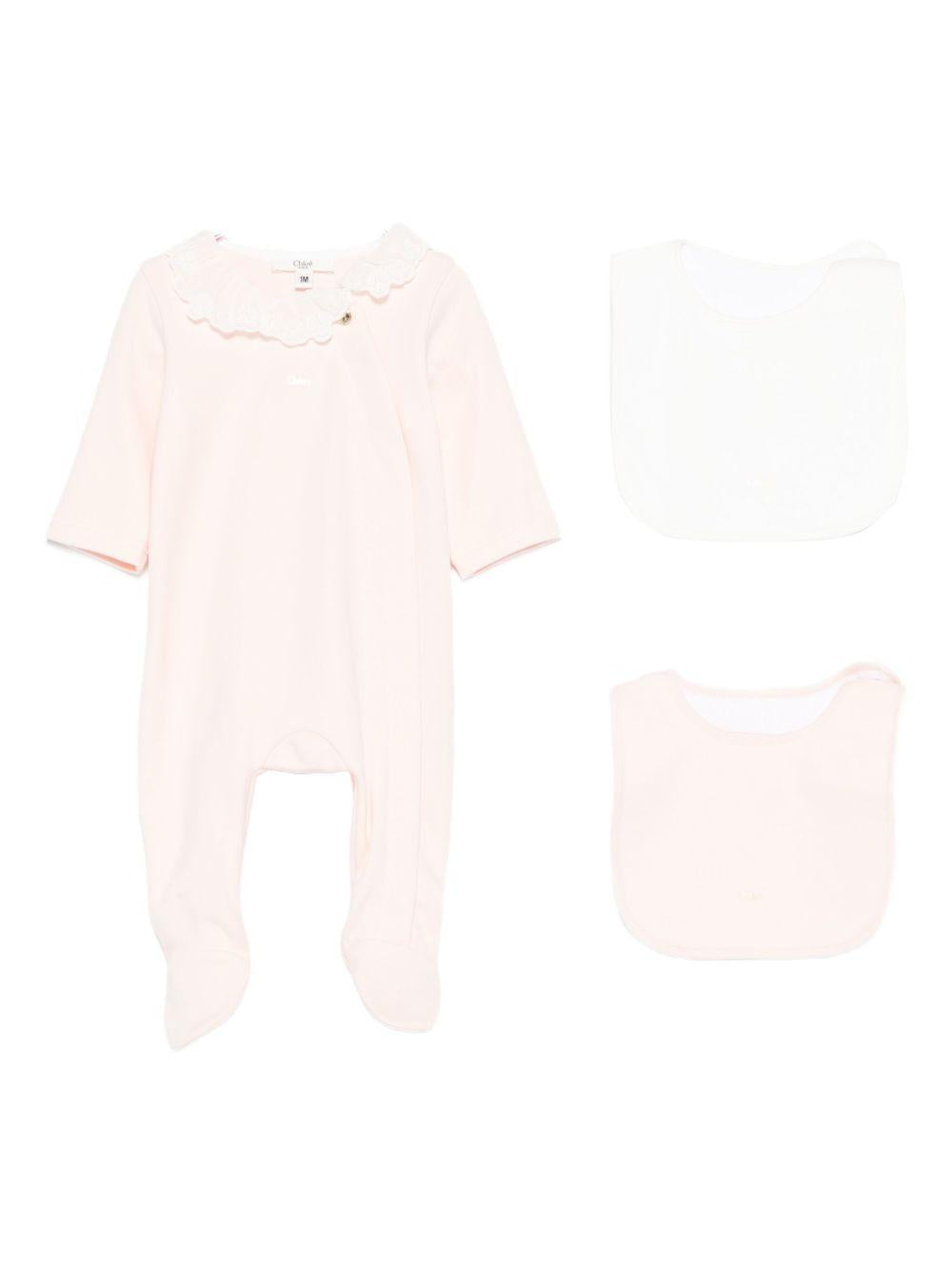 Set Neonato con Stampa e Colletto a Smerlo C20773 45Q CHLOE KIDS