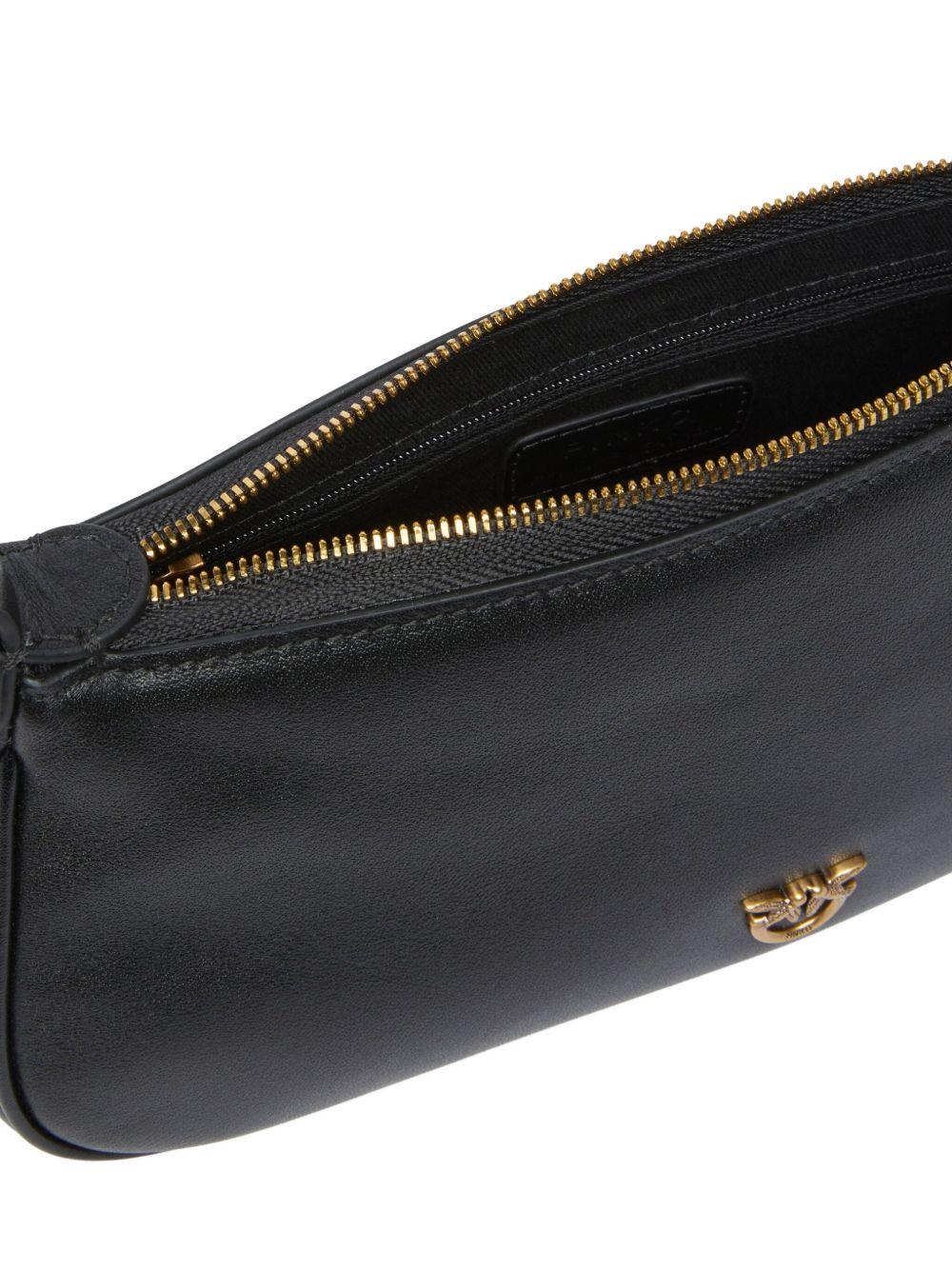 Borsa a spalla donna nera in pelle half moon horizontal 105069A0QO Z99Q PINKO
