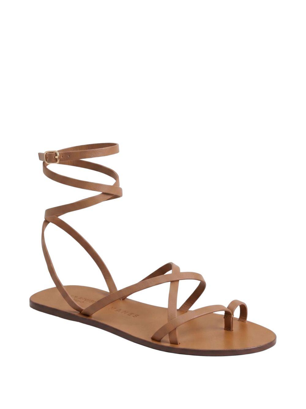 tie up leather sandals M50Y0 TAN MANEBI