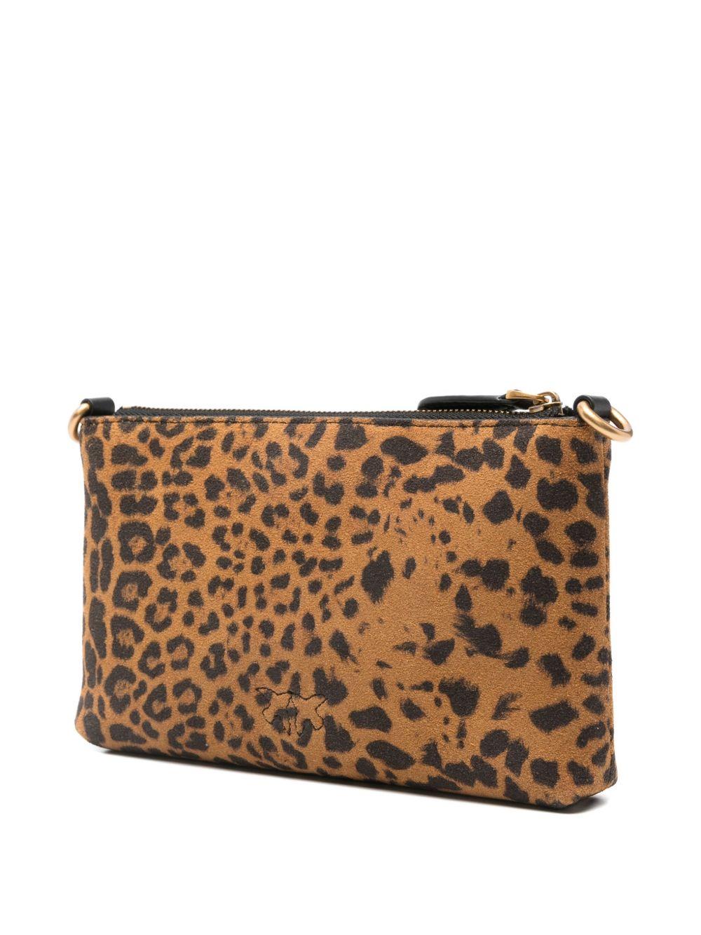 Clutch marrone in pelle scamosciata con tracolla 104277A32A M35Q PINKO