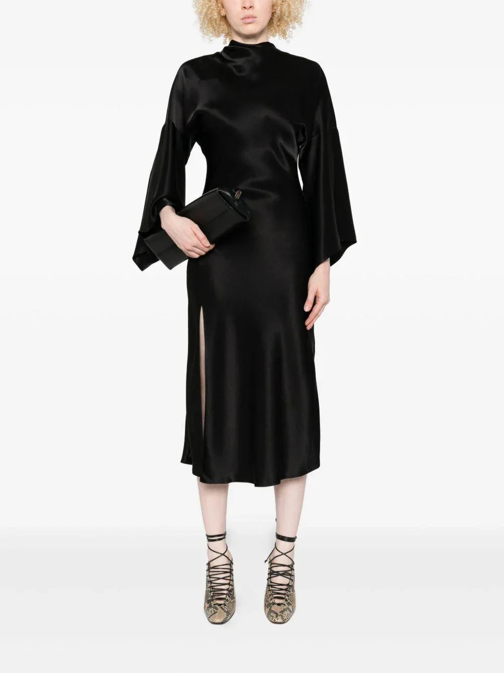 Abito midi nero con schiena scoperta - Preludio Moda