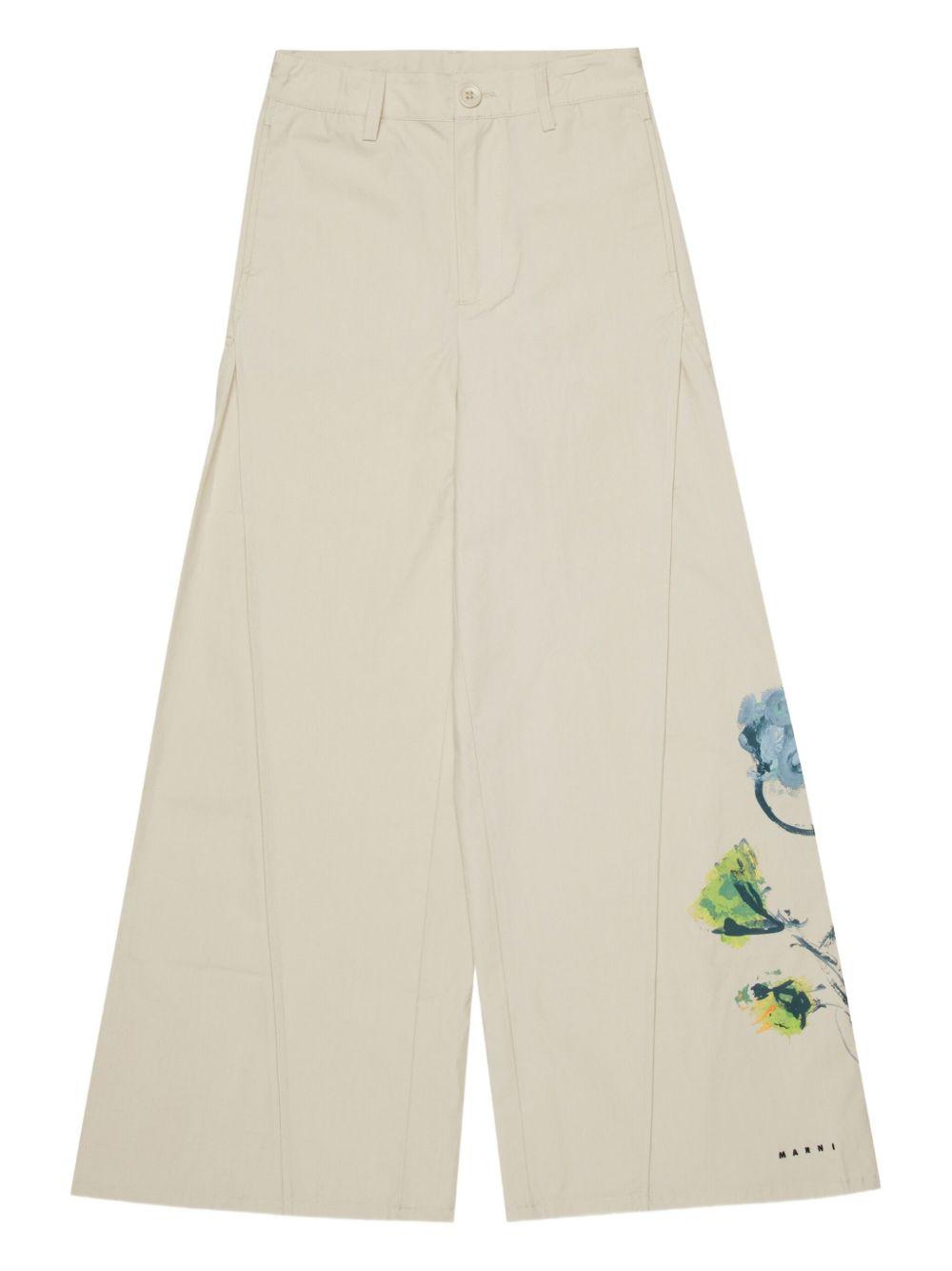 Pantaloni in cotone a gamba larga M01688M00UW 0M115 MARNI KIDS