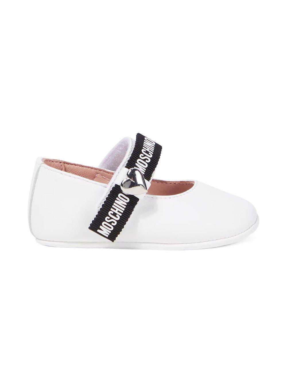 Ballerina bianca strappo logato neonata 80388 01 MOSCHINO KIDS