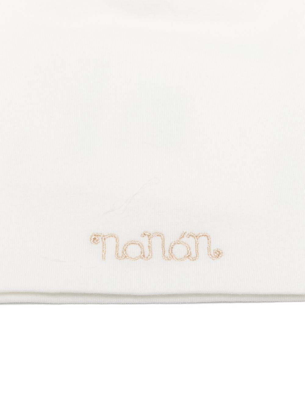 Berretto in cotone con ricamo logo E26016 BIANCO NANAN KIDS