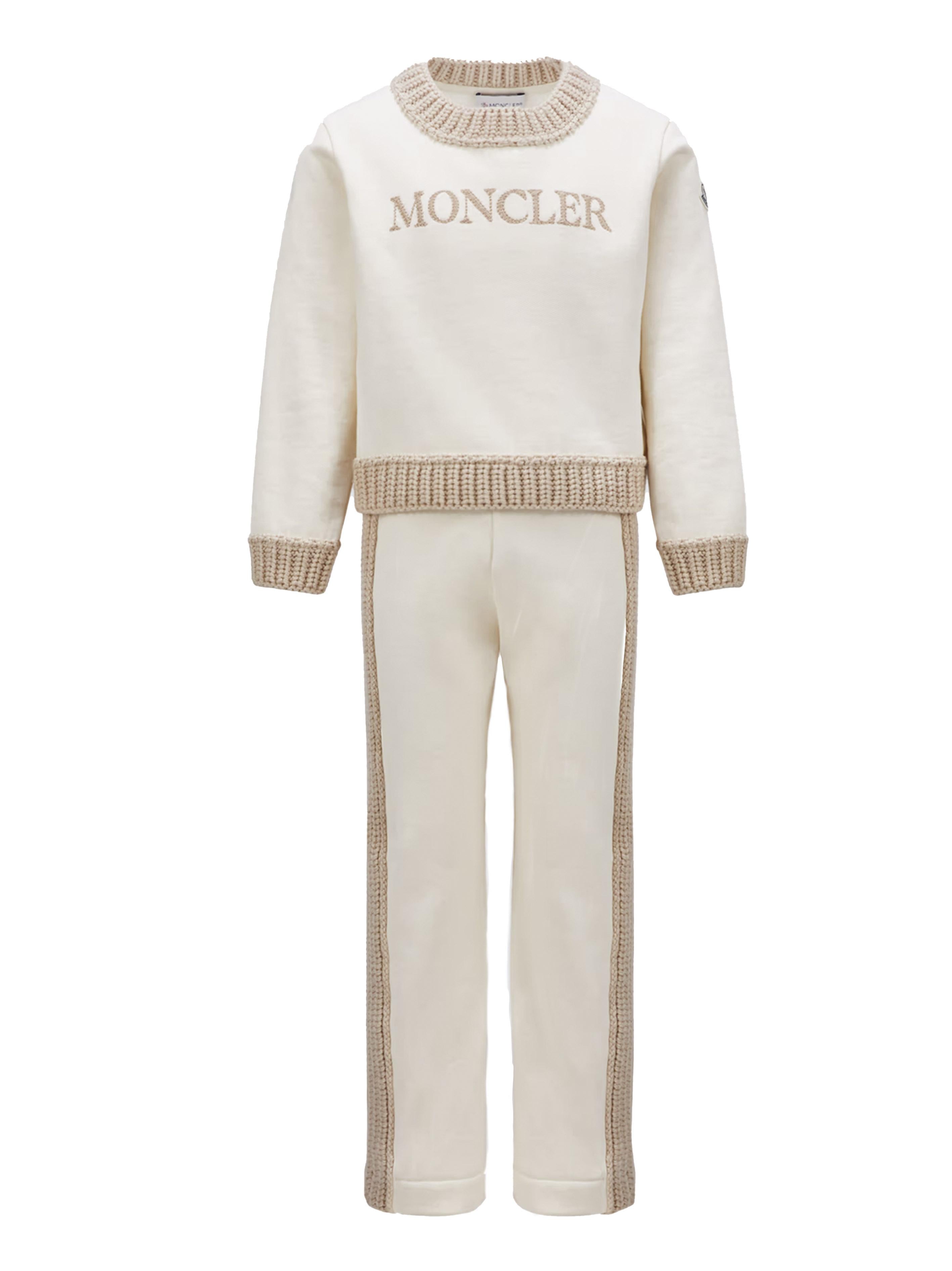 Completo sportivo profili in maglia panna (2pz) 9548M00002899PS 050 MONCLER KIDS