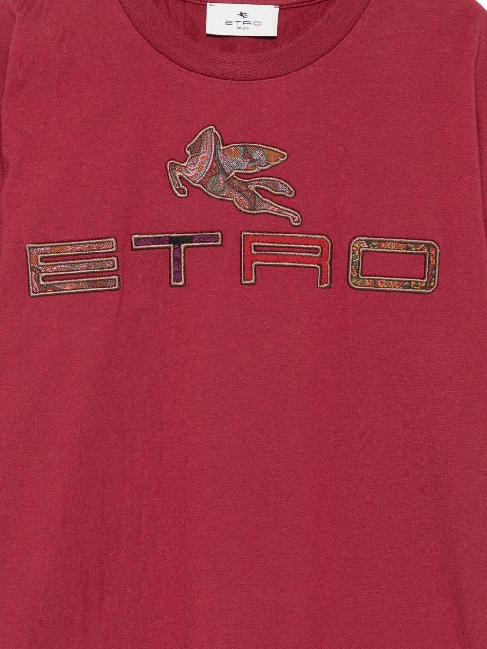 T-shirt Bordeaux con Motivo Pegaso - Preludio Moda