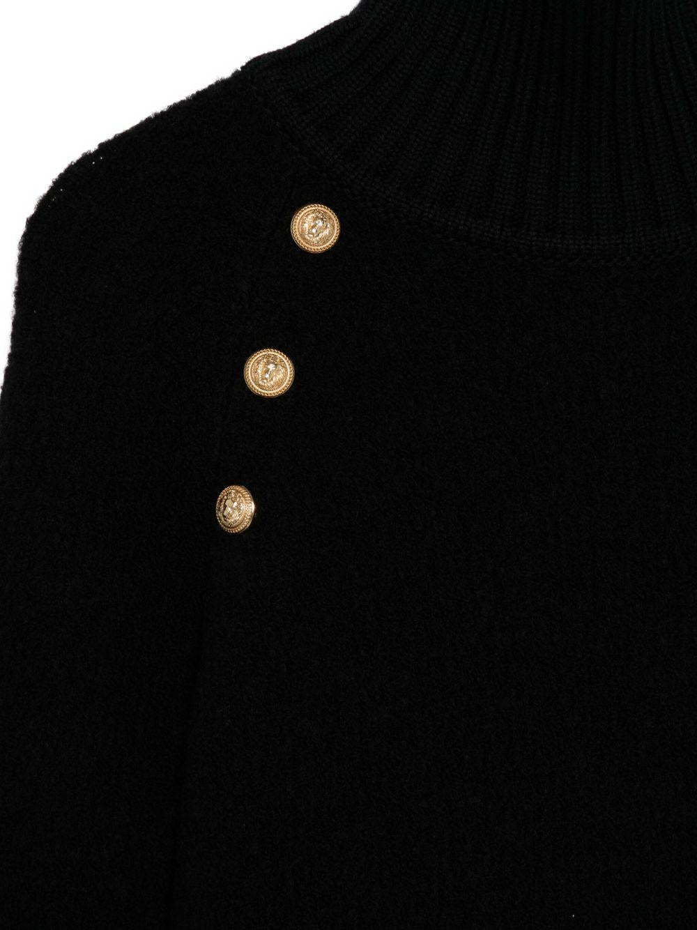 Maglione Nero a Collo Alto BX9A60Z3317 930OR BALMAIN KIDS