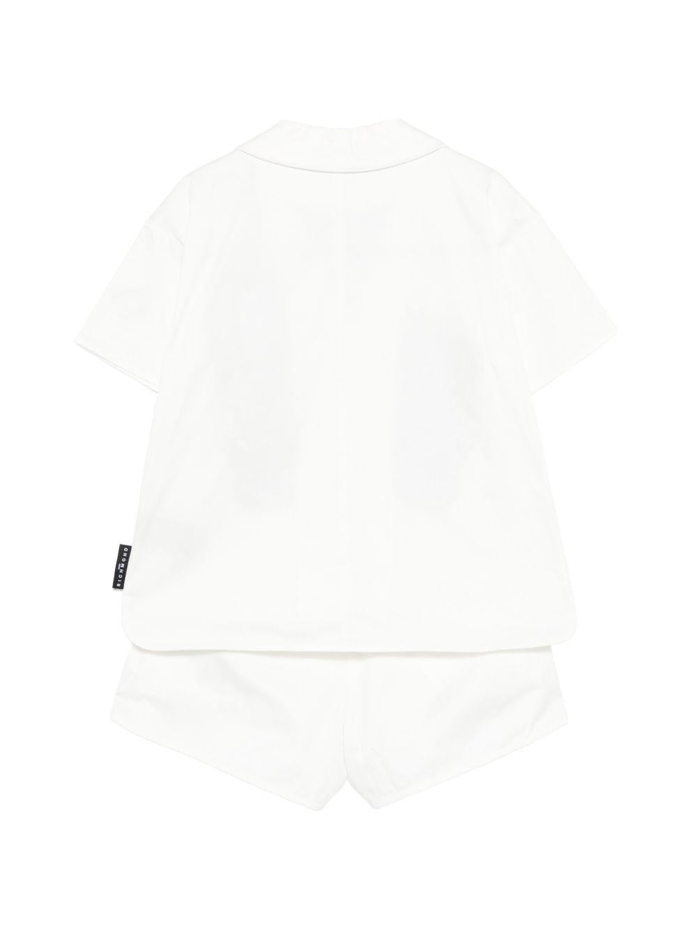 Set camicia e shorts in cotone con ricami floreali RGP26126CE WHITE JOHN RICHMOND KIDS