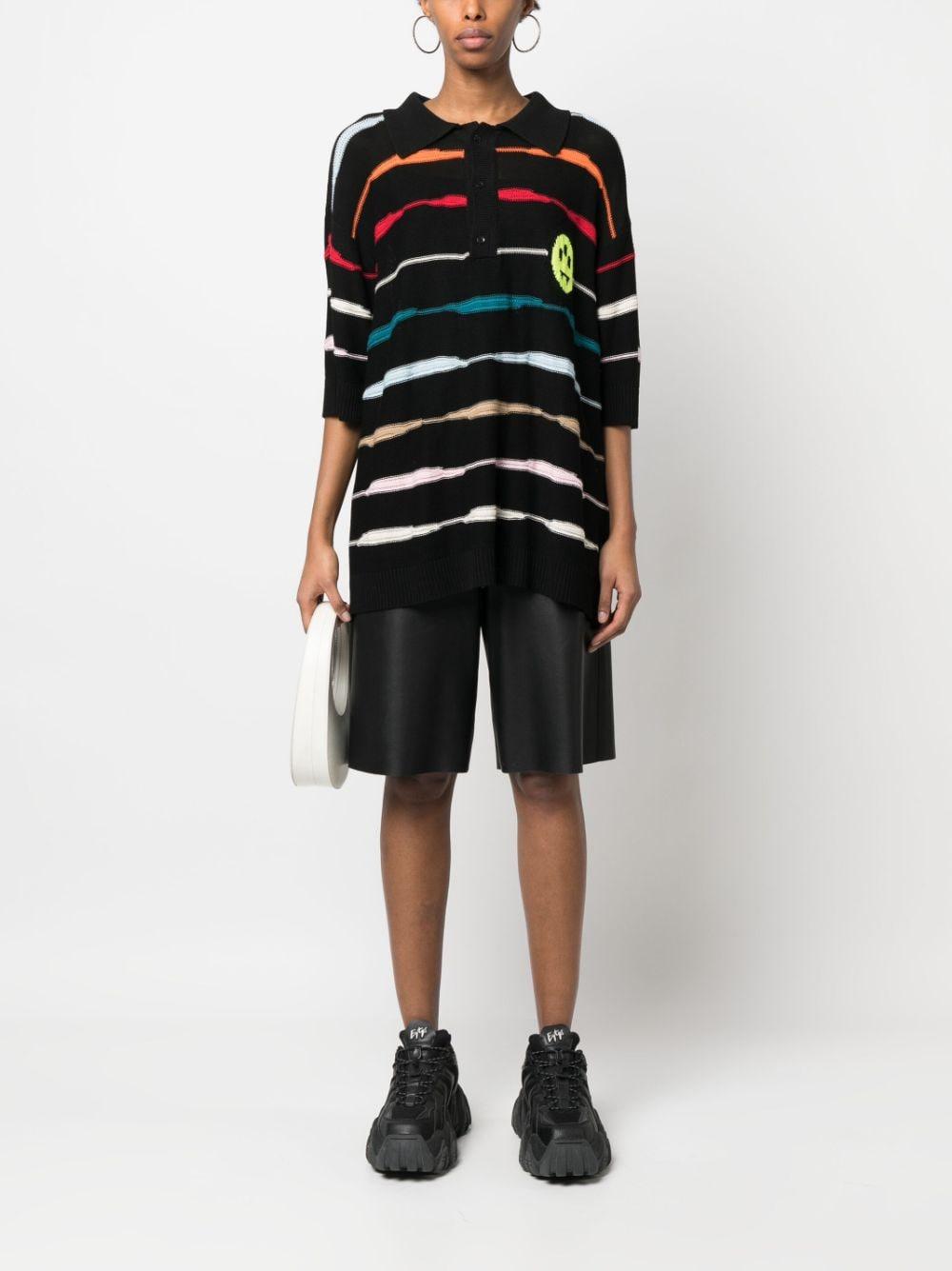 Polo nera righe orizzontali multicolor - Preludio Moda