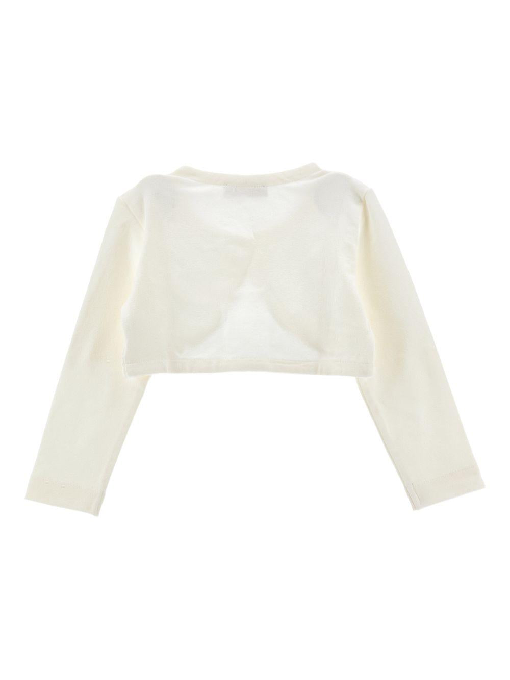 Cardigan panna con bottone gioiello 17G8027204 0001 MONNALISA KIDS