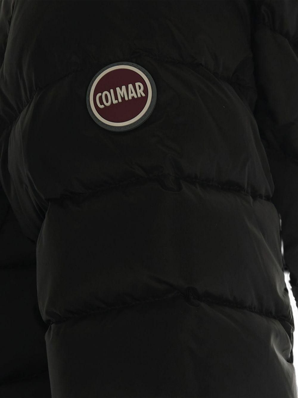 Piumino nero trapuntato con cappuccio in pelliccia 2219E2YO 99 COLMAR