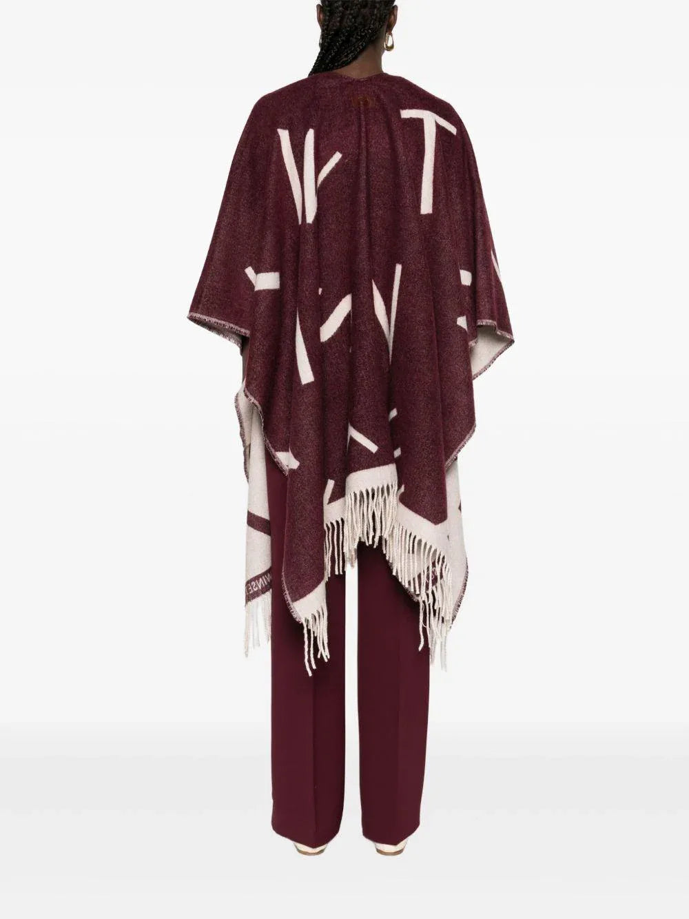Mantella Borgogna con Stampa e Frange - Preludio Moda