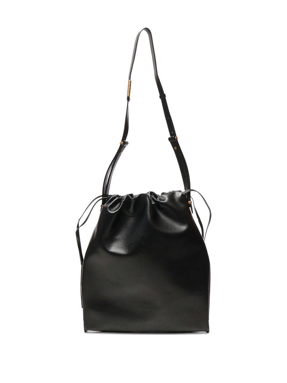 Borsa a spalla in pelle con coulisse Love Birds 104359A0QO Z99Q PINKO
